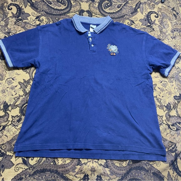 Vtg Looney Tunes Daffy‎ Duck Golf Bag Navy Blue Polo Mens Size XL - Picture 1 of 8